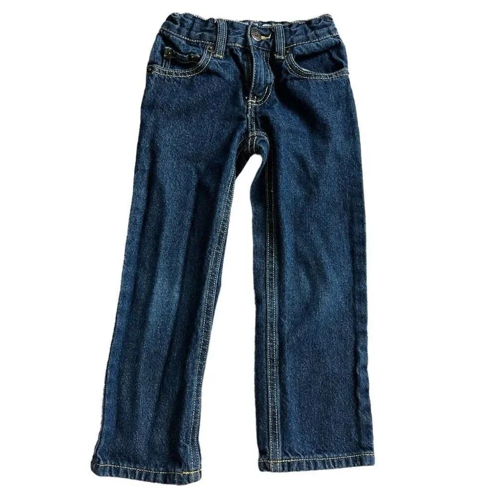 Youth Boys Crazy 8 Dark Rinse Straight Leg Adjustable Tab Jeans - Sz 4 Slim